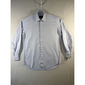 David Donahue Trim Fit Shirt Blue Small Dots 16.5 34/35 Excellent